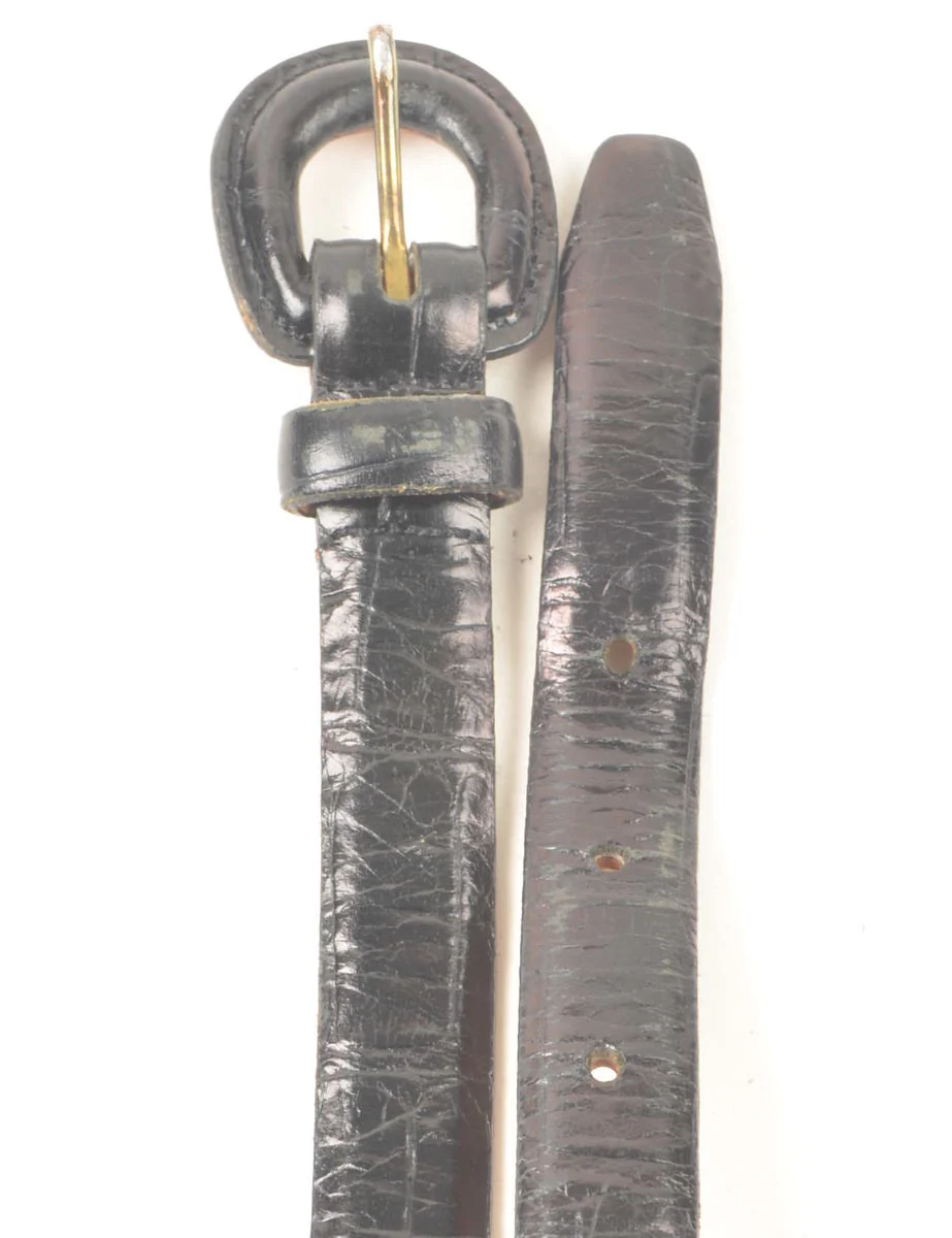 Vintage Black Skinny Belt - M - Image 3