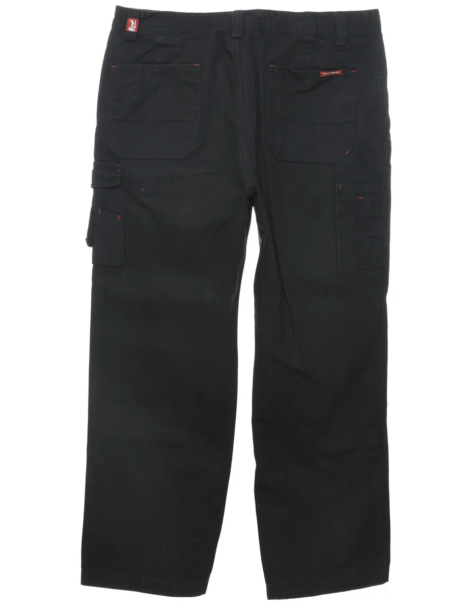 Vintage Black Workwear Trousers - W35 L28 - Image 2