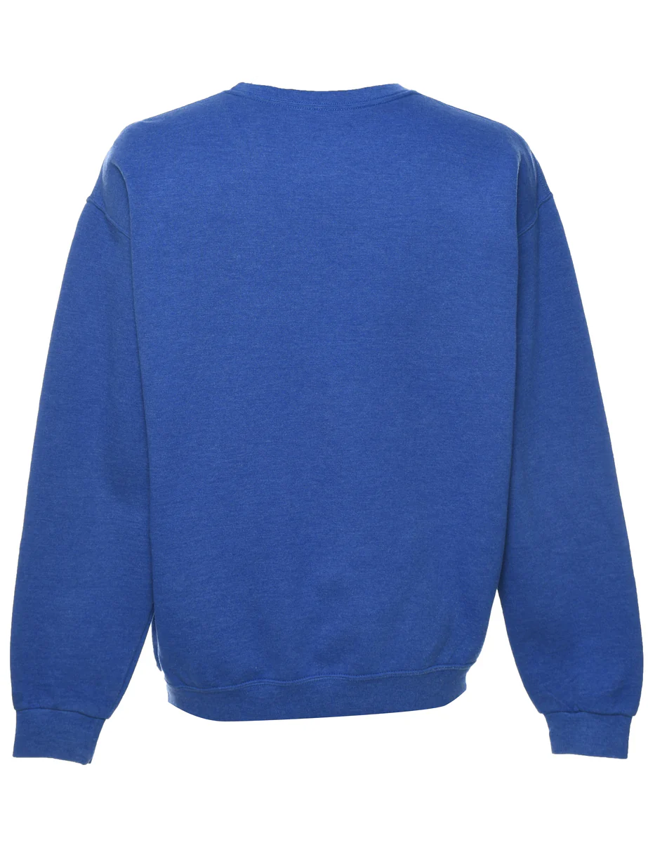 Vintage Blue Plain Sweatshirt - L - Image 2