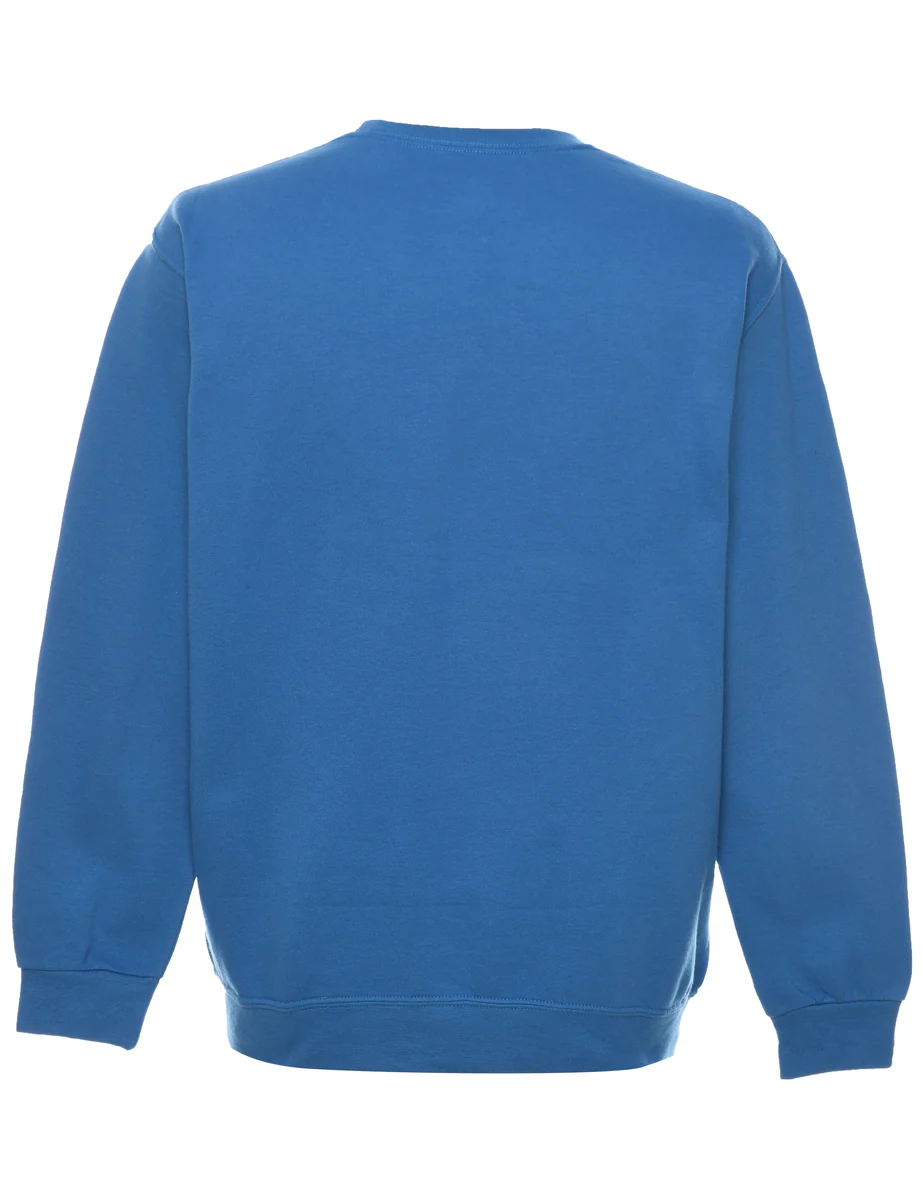 Vintage Blue Plain Sweatshirt - M - Image 2
