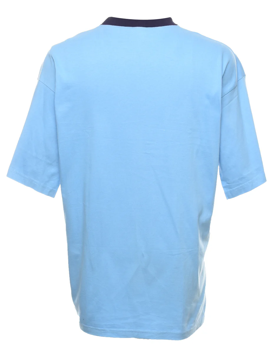 Vintage Blue Plain T-shirt - L - Image 2