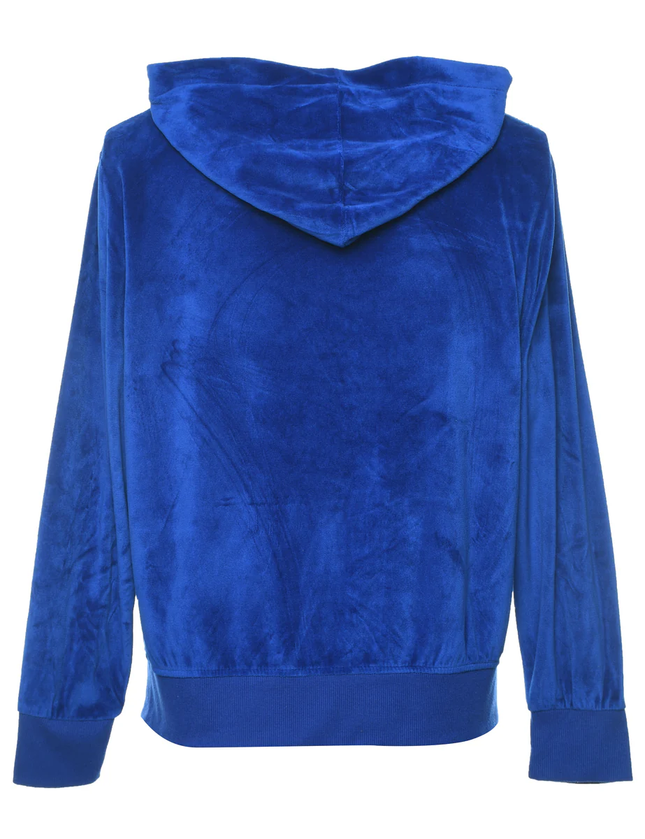Vintage Blue Velour Y2K Sweatshirt - M - Image 2