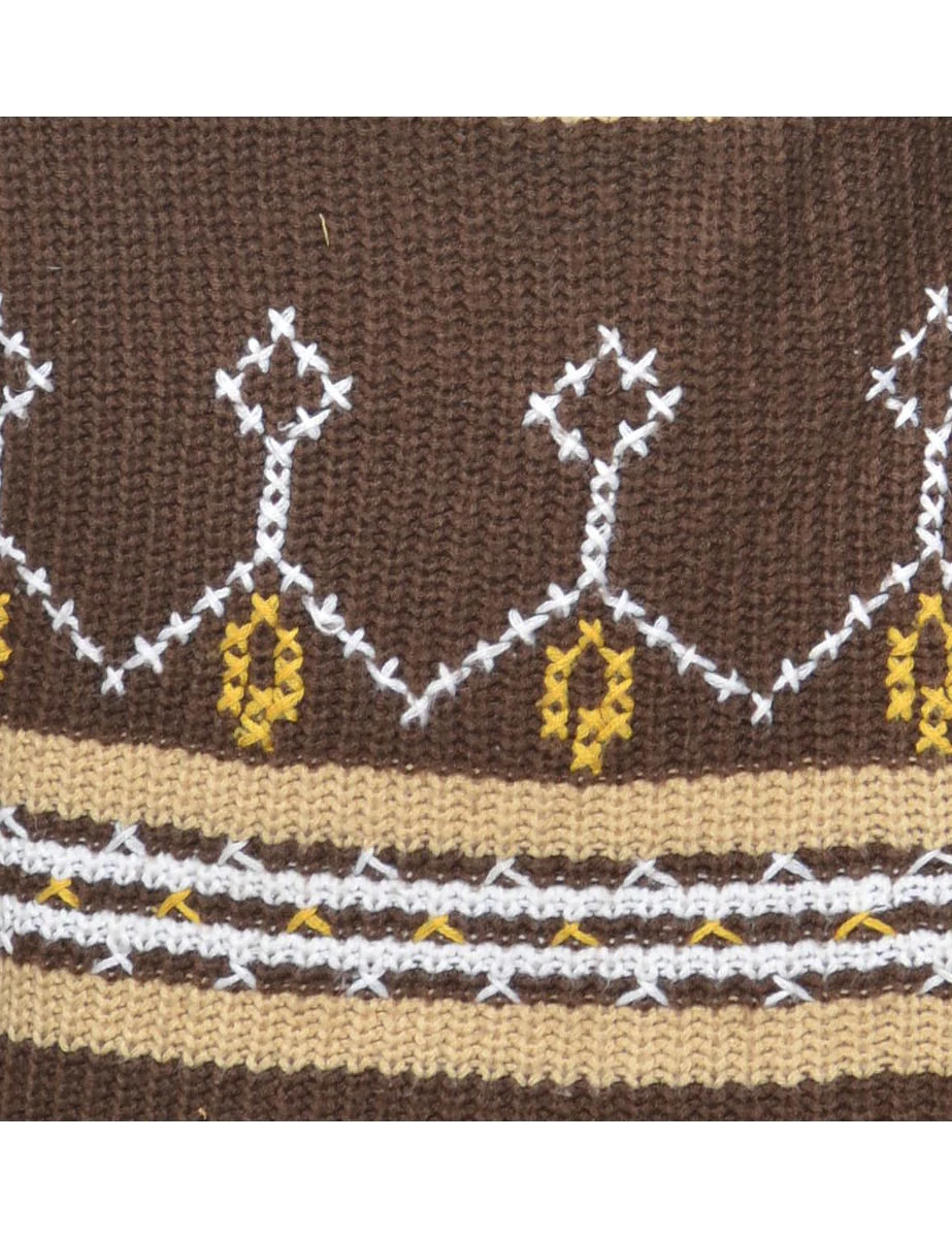 1970s Vintage Brown Jumper - M - Image 3