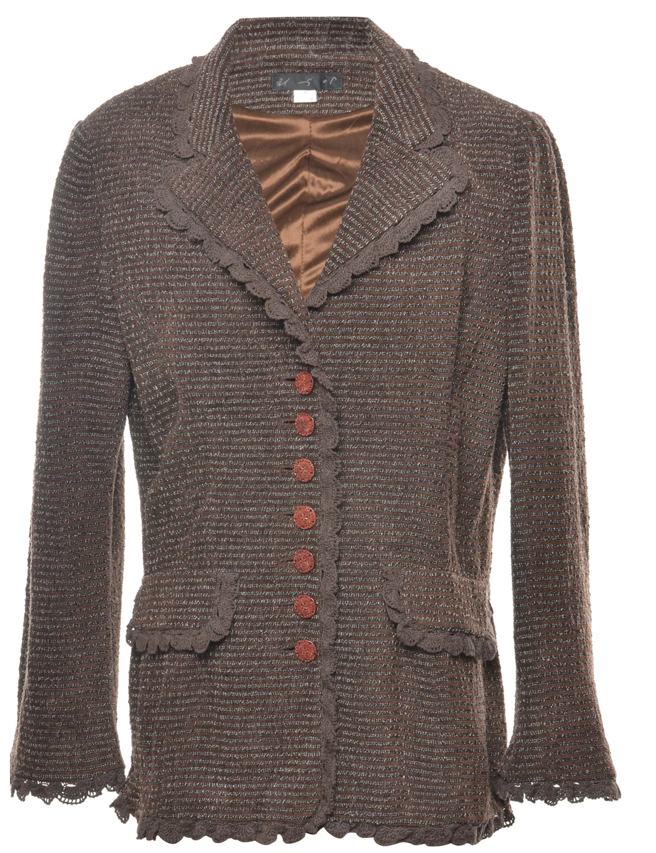 Vintage Brown Knit Jacket - M