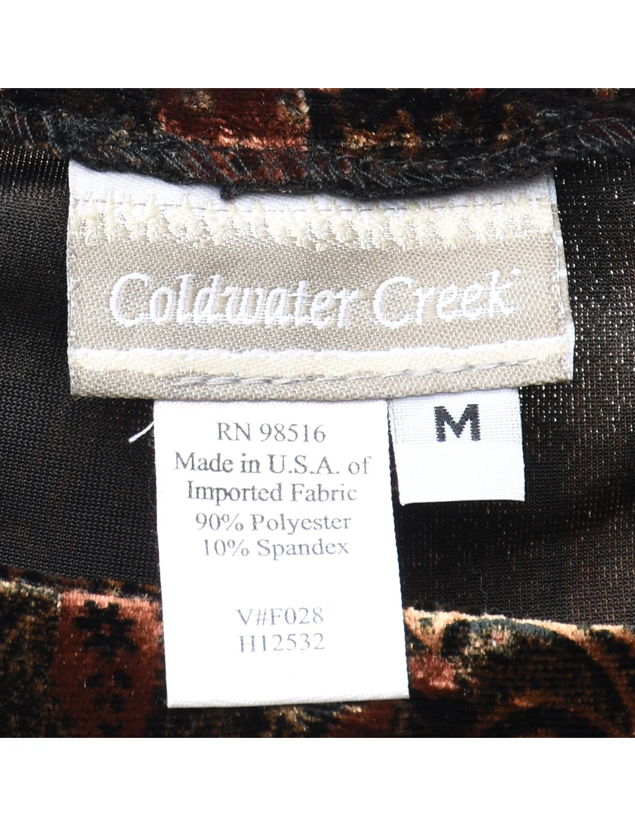 Vintage Brown Paisley Pattern Velvet Trousers - W28 L30 - Image 4