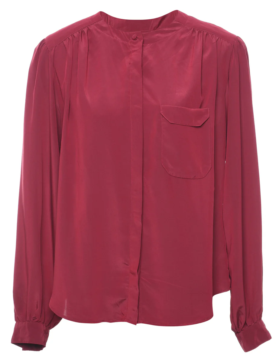 Vintage Burgundy Long Sleeved Blouse - L