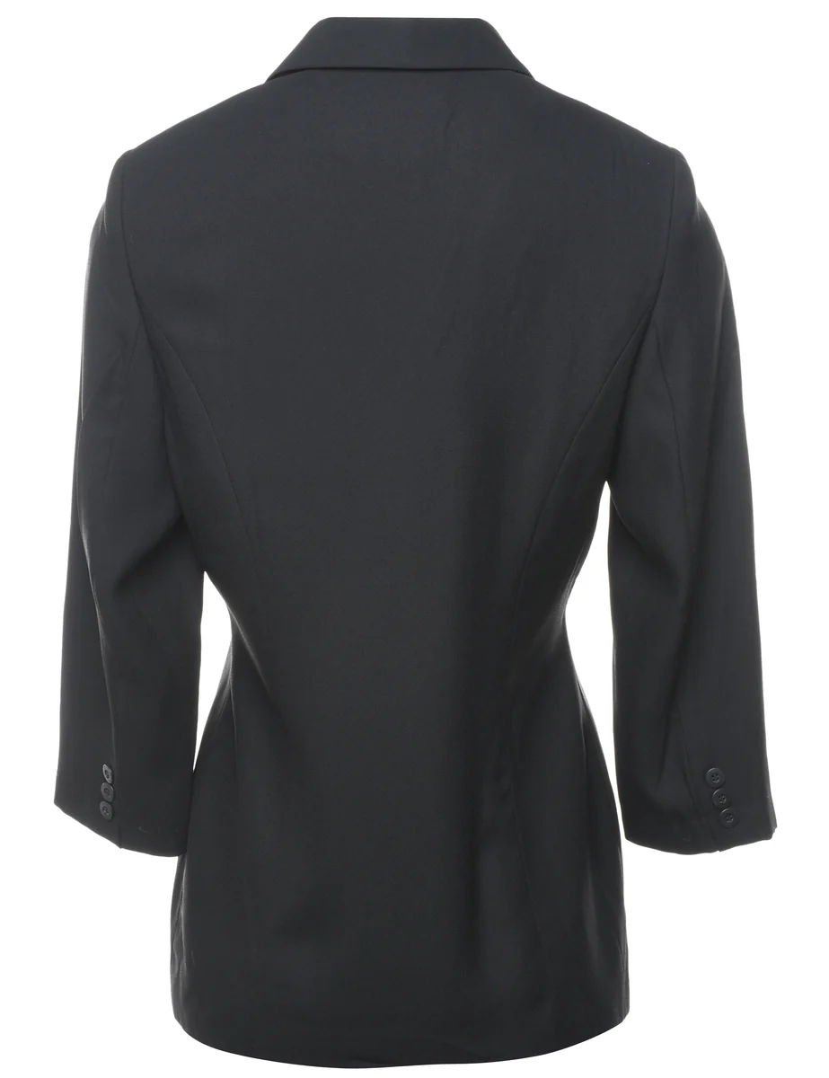 Vintage Button Front Black Blazer - M - Image 2