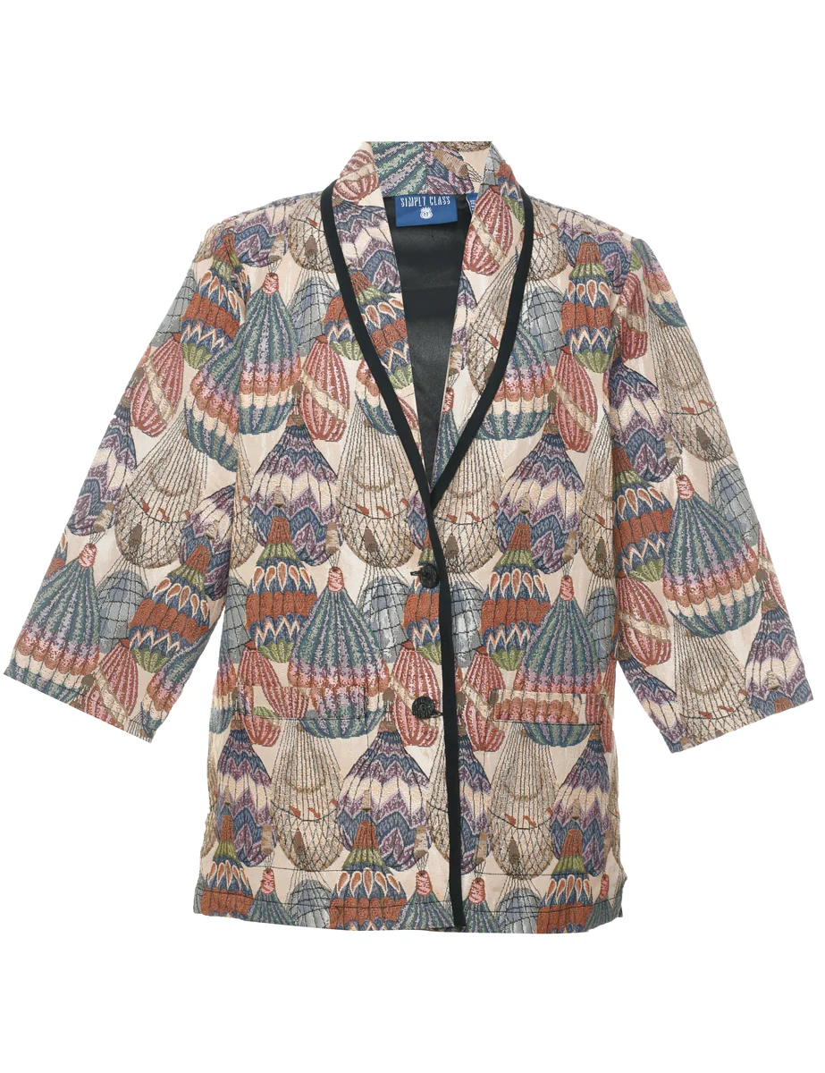 Vintage Button Front Tapestry Jacket - M