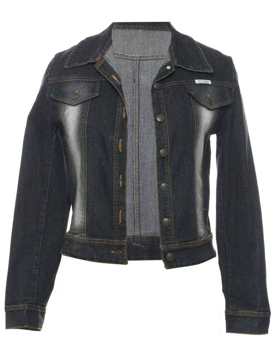 Vintage Button Front Y2K Denim Jacket - S
