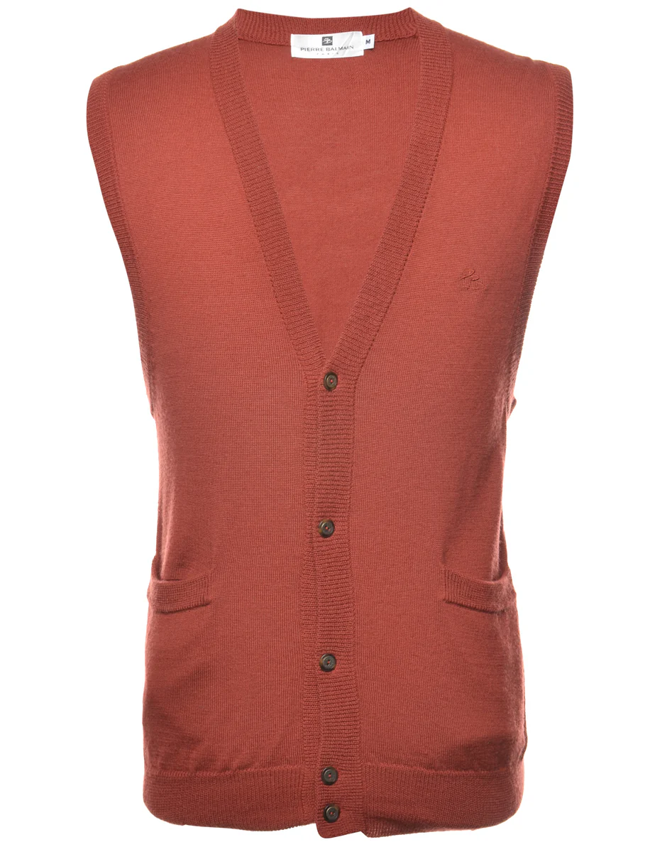 Button Through Sweater Vest - M