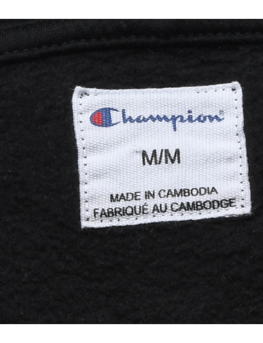 Vintage Champion Black Printed Hoodie - M - Image 4