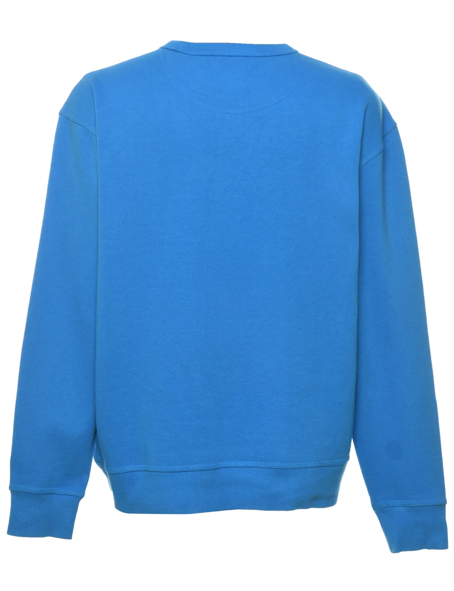 Vintage Champion Blue Spell-Out Sweatshirt - L - Image 2
