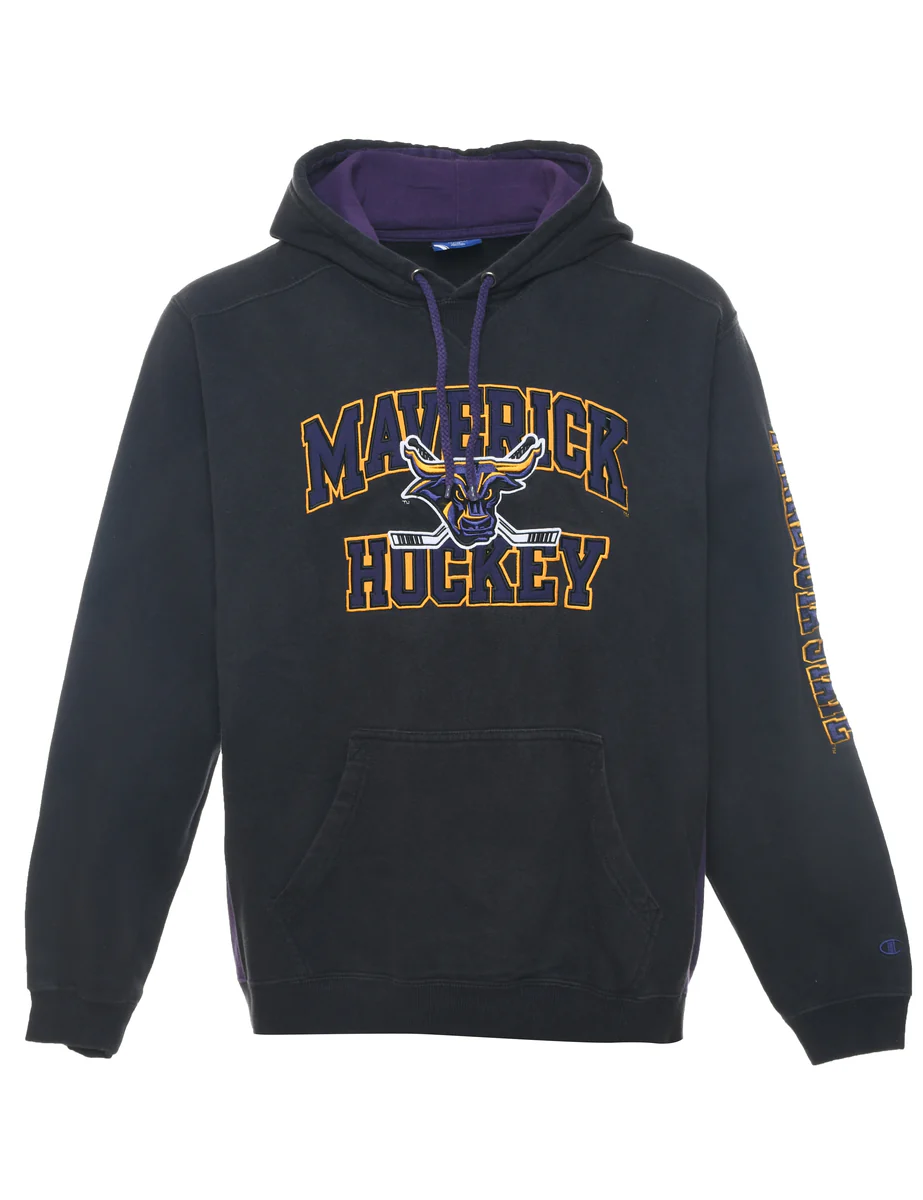 Vintage Champion Maverick Hockey Hooded Sports Sweatshirt - XXL