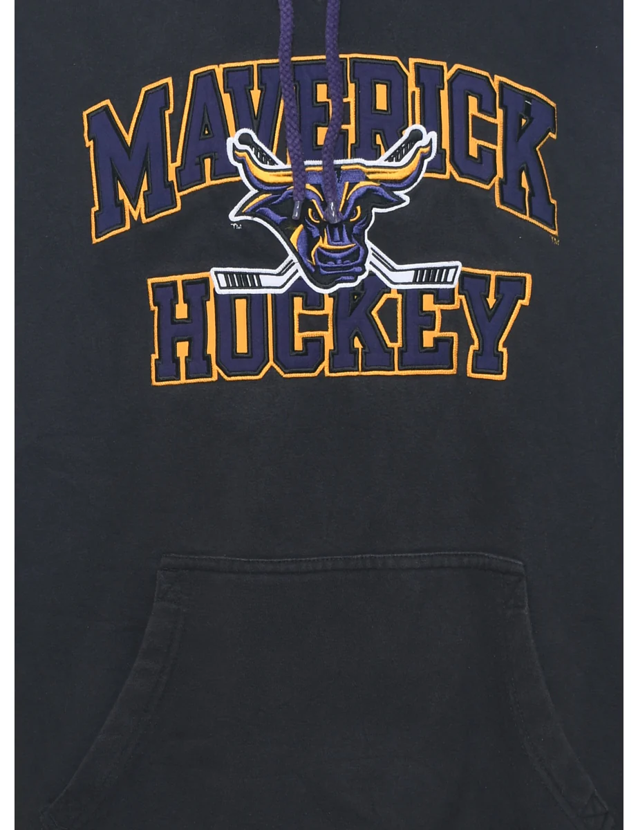 Vintage Champion Maverick Hockey Hooded Sports Sweatshirt - XXL - Image 3