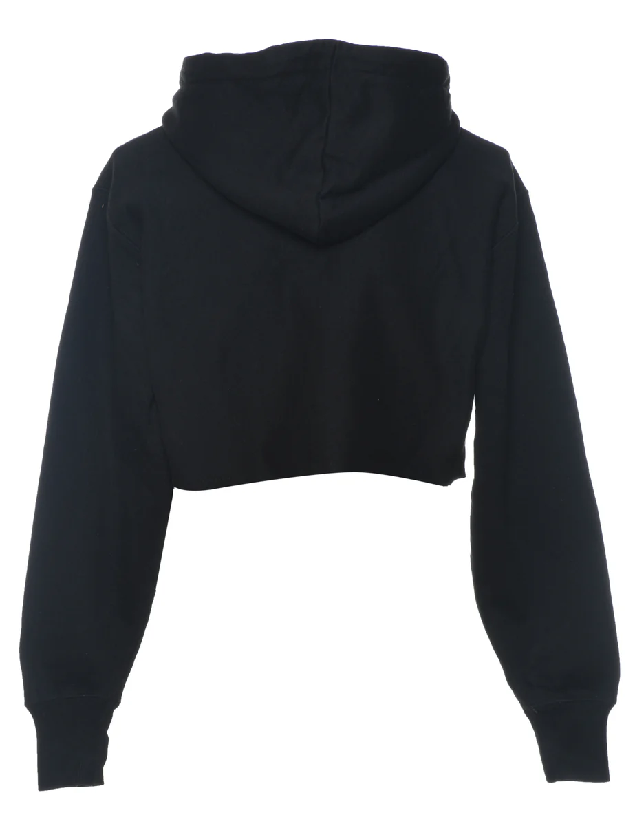 Vintage Champion Reverse Weave Black Cropped Hoodie - XS - Image 2