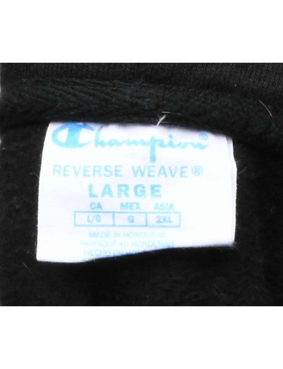 Champion Reverse Weave Black Hooded Sweatshirt - L - Image 4