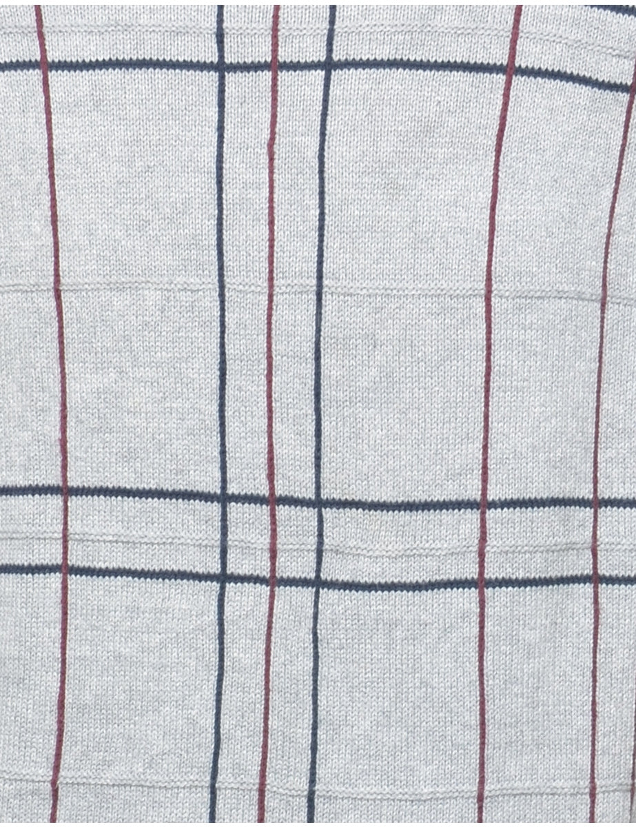 Vintage Checked Grey Jumper - M - Image 3