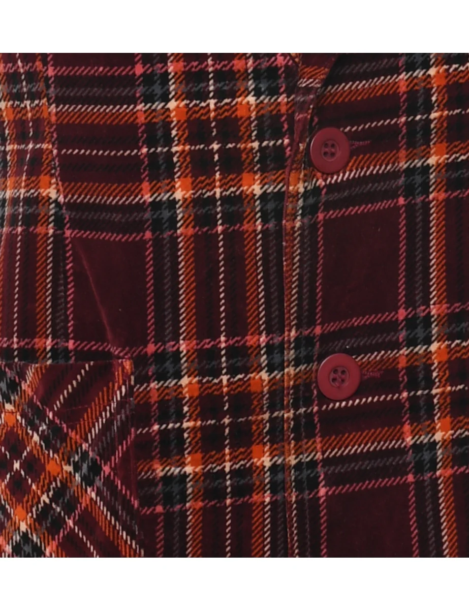Checked Maroon Blazer - L - Image 3