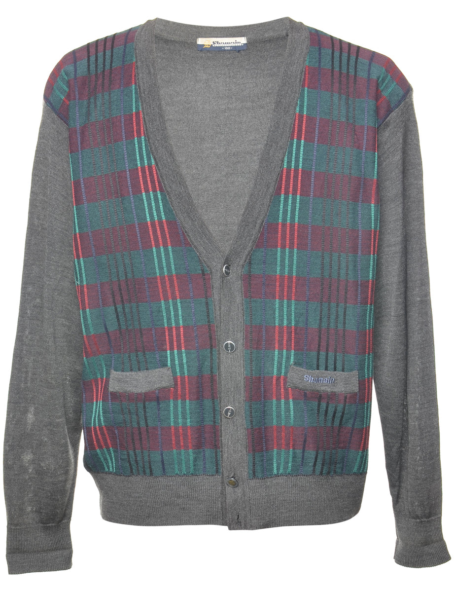 Vintage Checked Pattern Cardigan - M