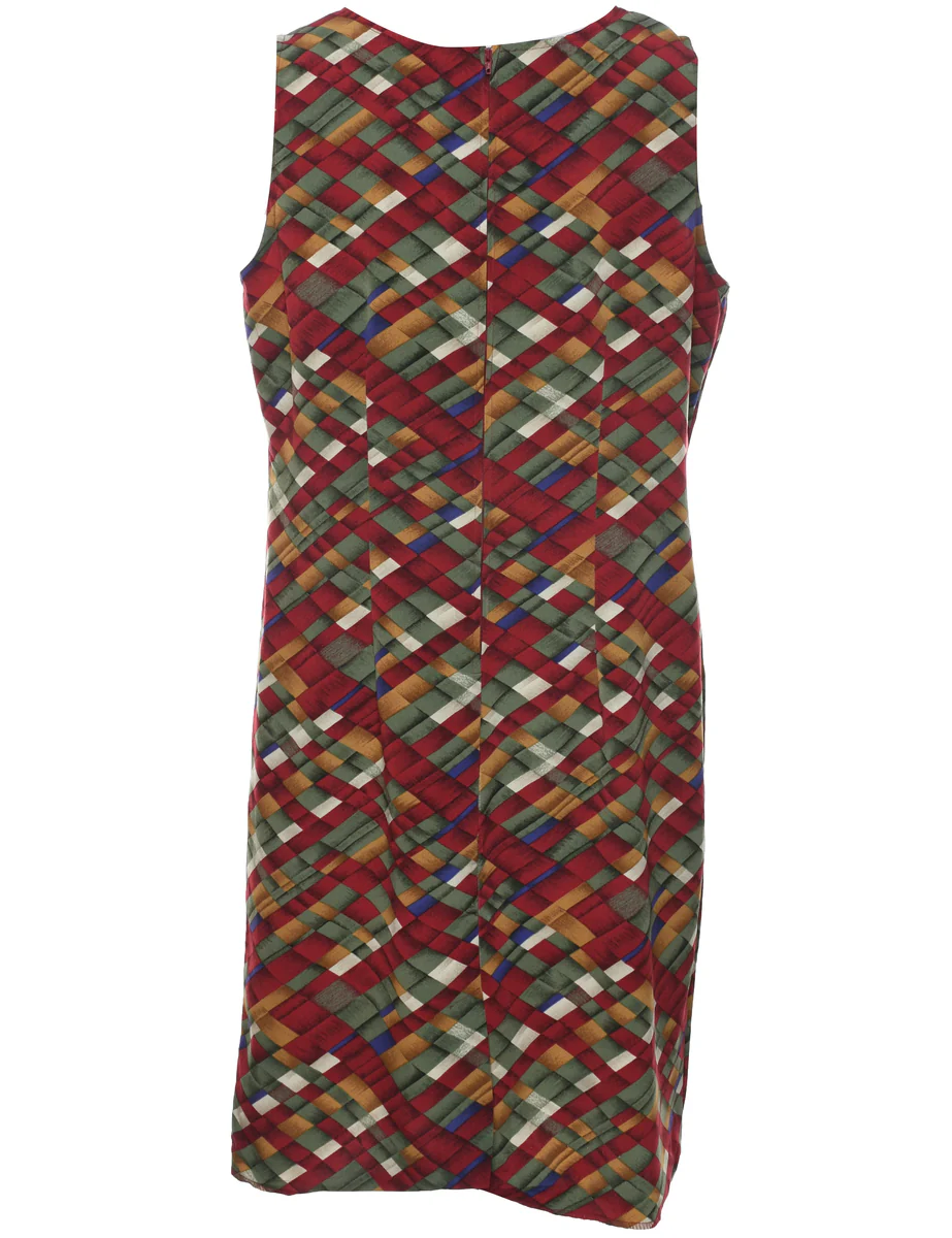Vintage Checked Pattern Dress - L - Image 2