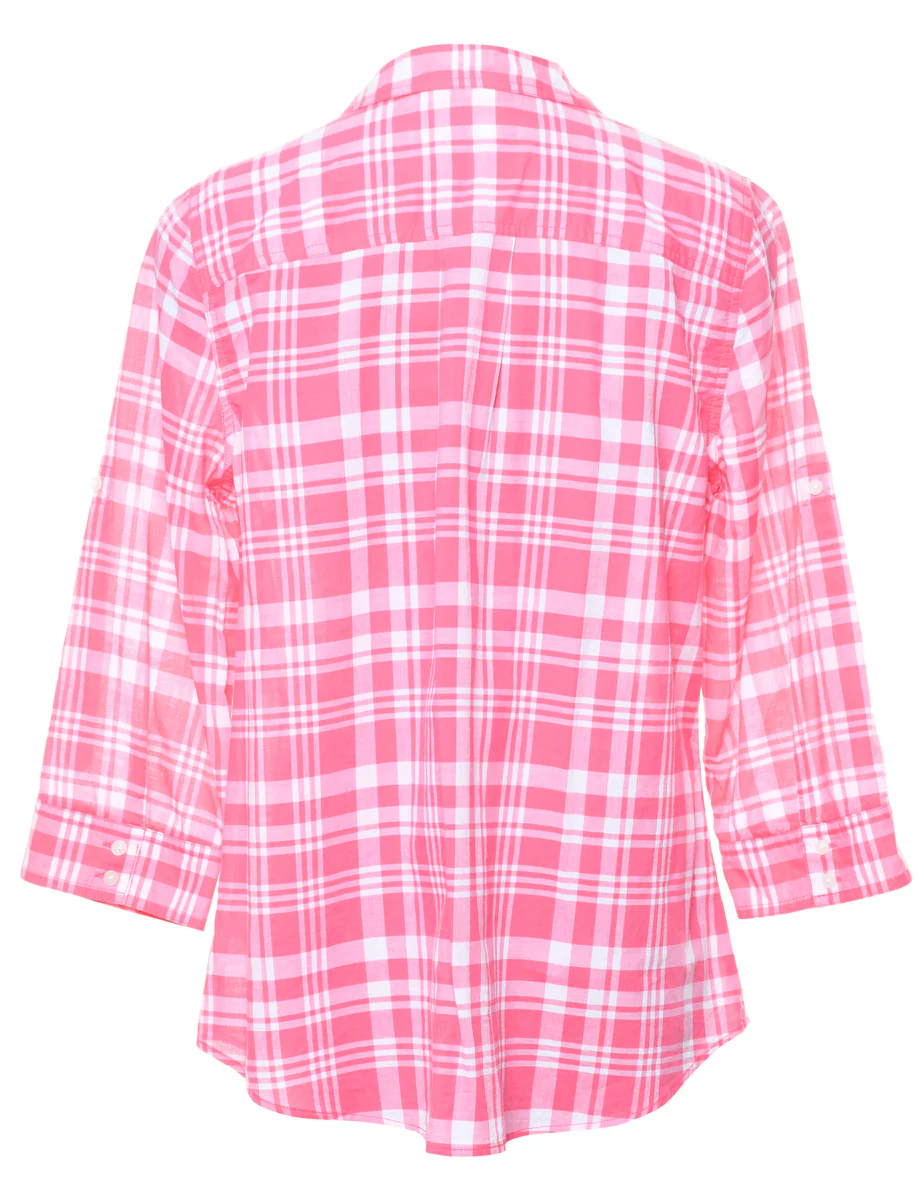 Vintage Checked Pink Shirt - L - Image 2