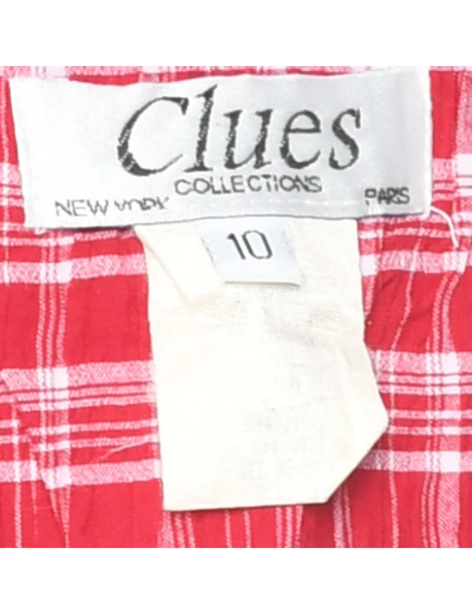 1990s Vintage Checked Red Dress - M - Image 4
