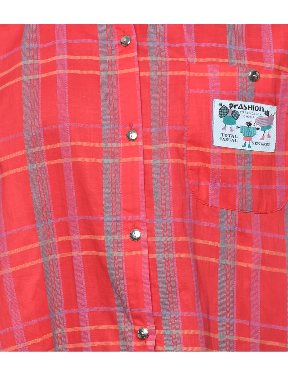 Vintage Checked Red Shirt - L - Image 3