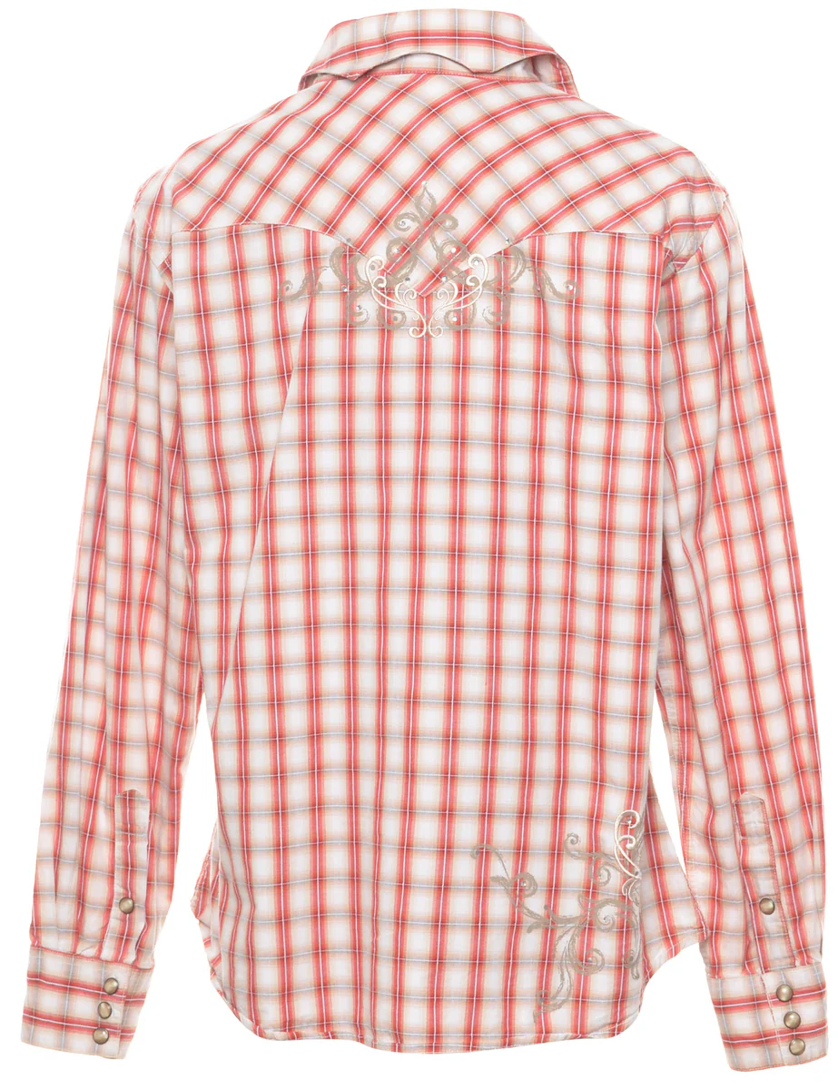 Vintage Checked Western Shirt - L - Image 2