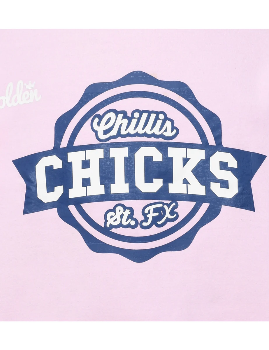 Vintage Chillis Chicks Printed Navy & Pale Pink Sweatshirt - M - Image 3