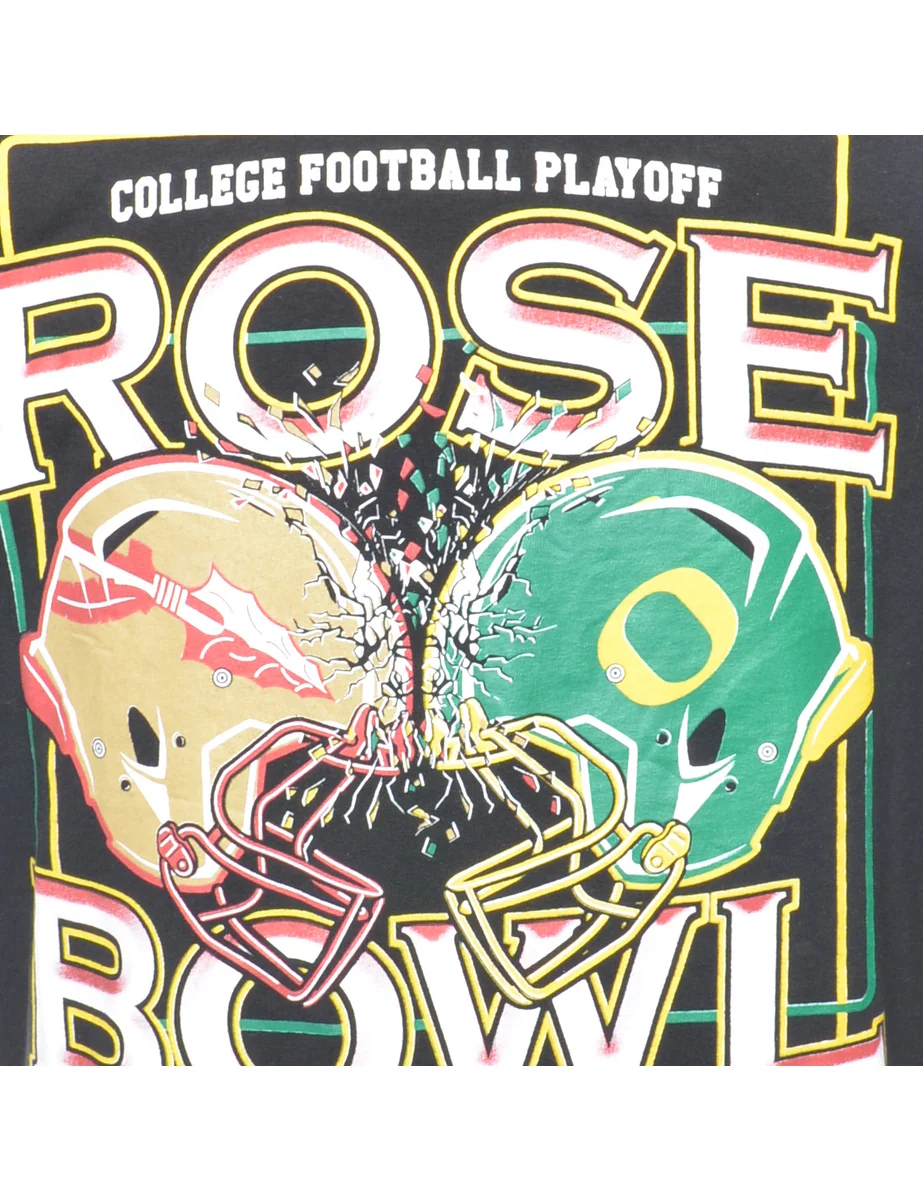 Vintage Collage Football Playoff Rose Bow Printed T-shirt - M - Image 3