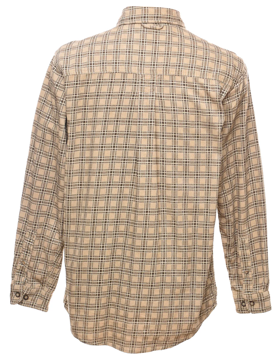 Vintage Corduroy Checked Beige & Black Shirt - S - Image 2