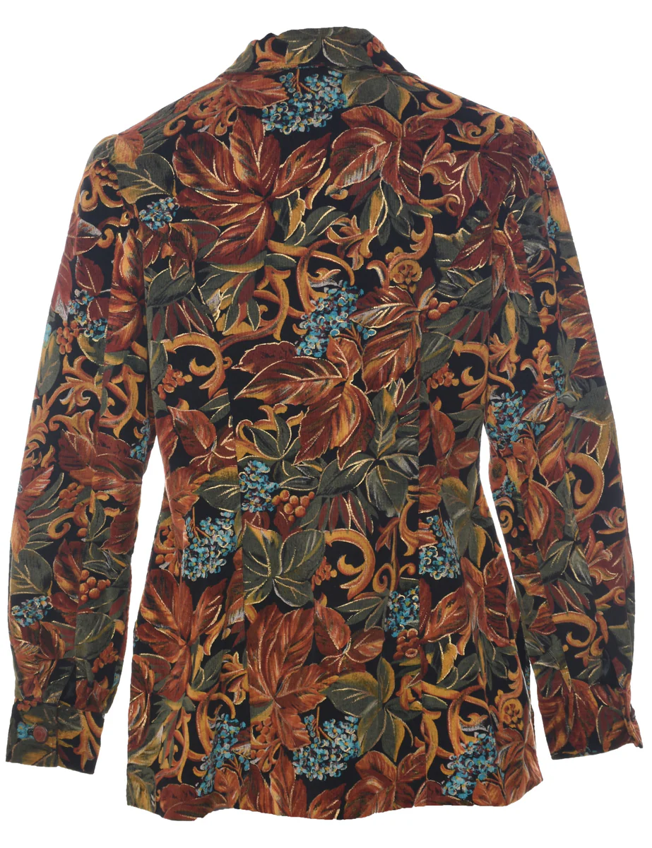Corduroy Floral Print Jacket - M - Image 2