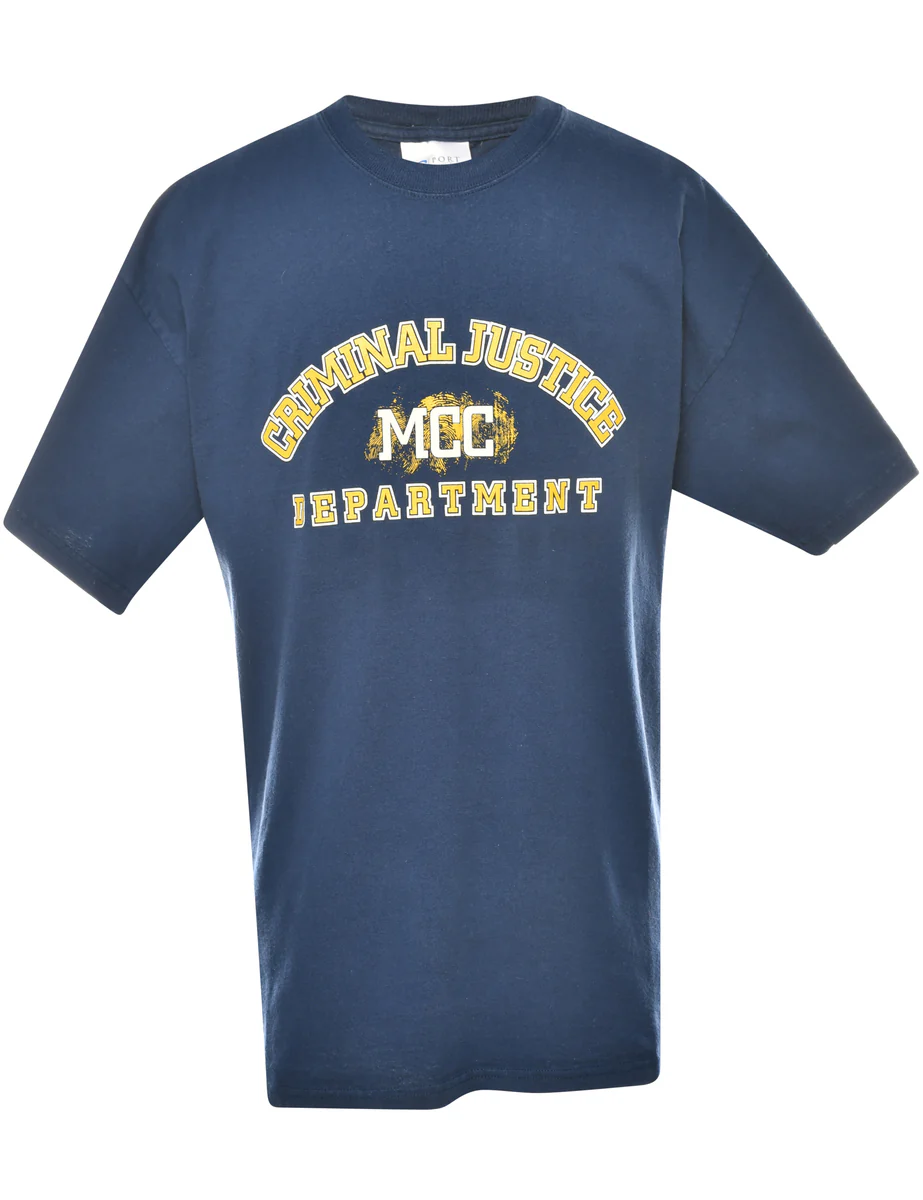 Vintage Criminal Justice Department Printed T-shirt - XL