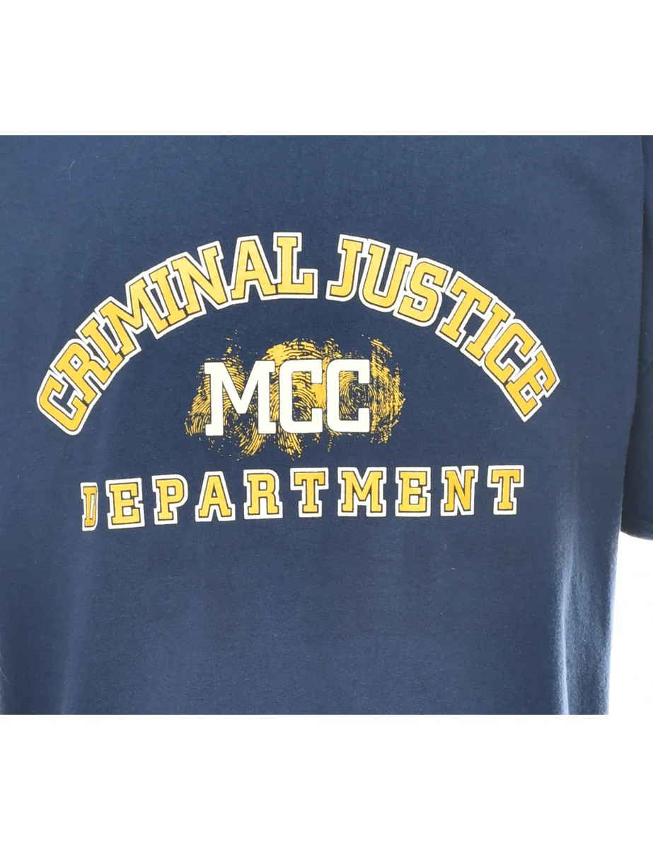 Vintage Criminal Justice Department Printed T-shirt - XL - Image 3