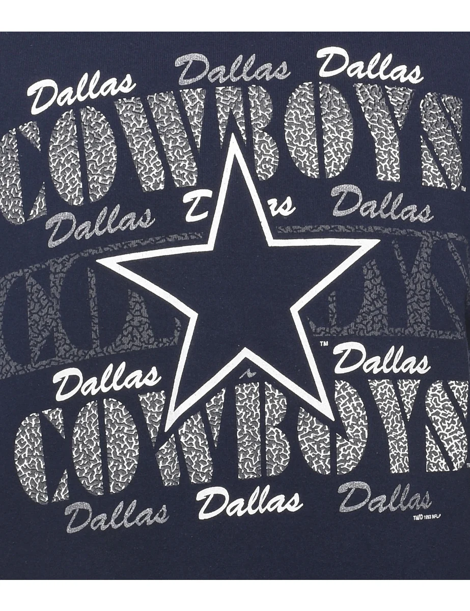 1990s Vintage Dallas Cowboys Navy & White Printed Sweatshirt - M - Image 3