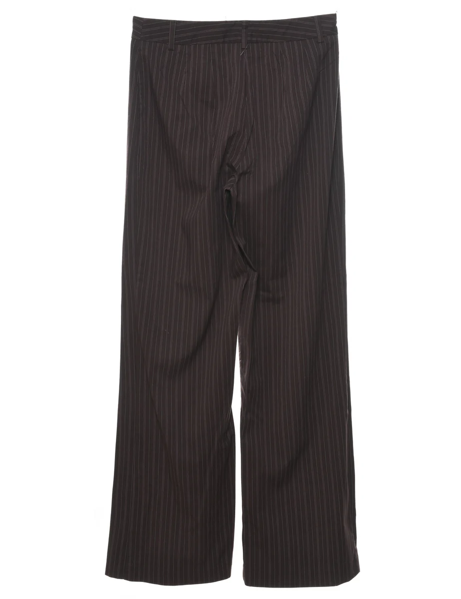 Vintage Dark Brown Pinstriped Trousers - W28 L31 - Image 2
