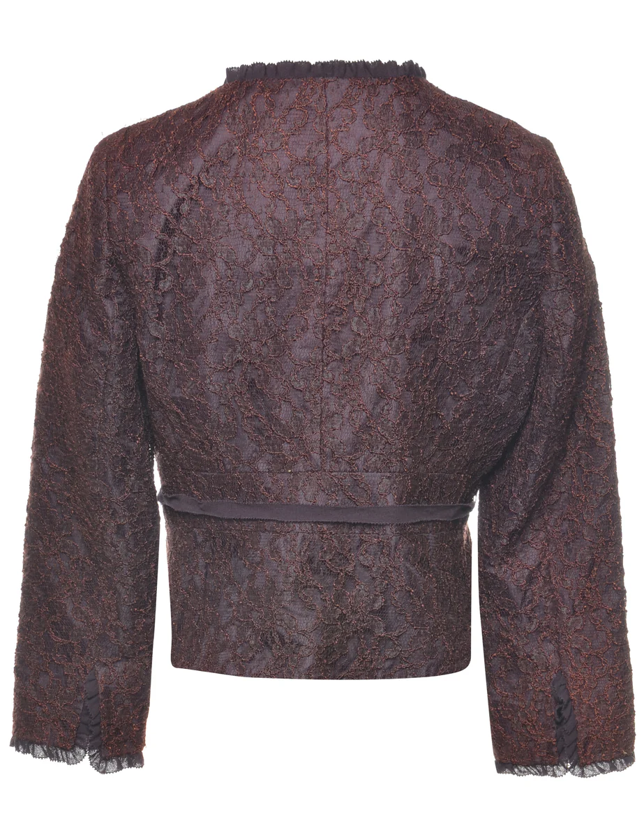 Vintage Dark Brown & Purple Lace Jacket - L - Image 2