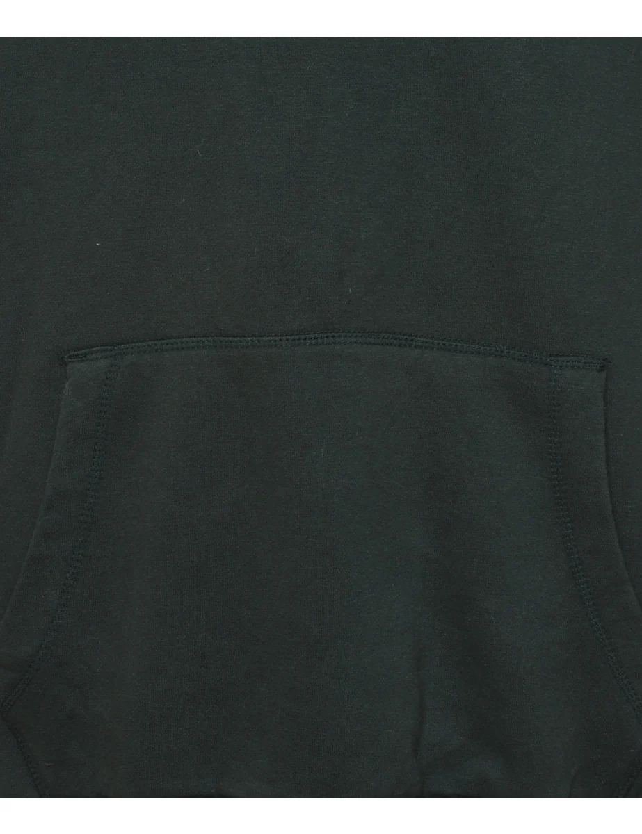 Vintage Dark Green & Black Hooded Sweatshirt - L - Image 3