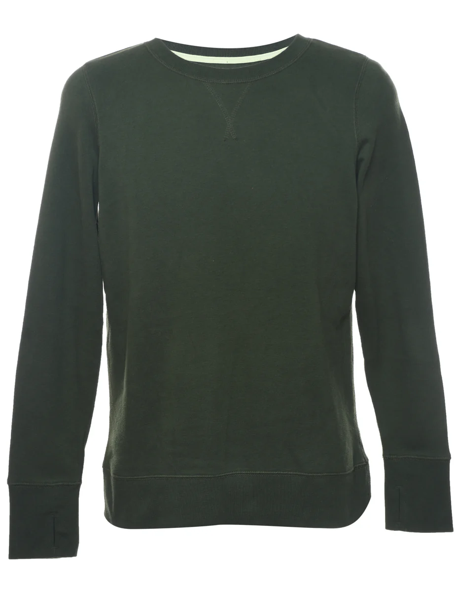 Vintage Dark Green Plain Sweatshirt - L