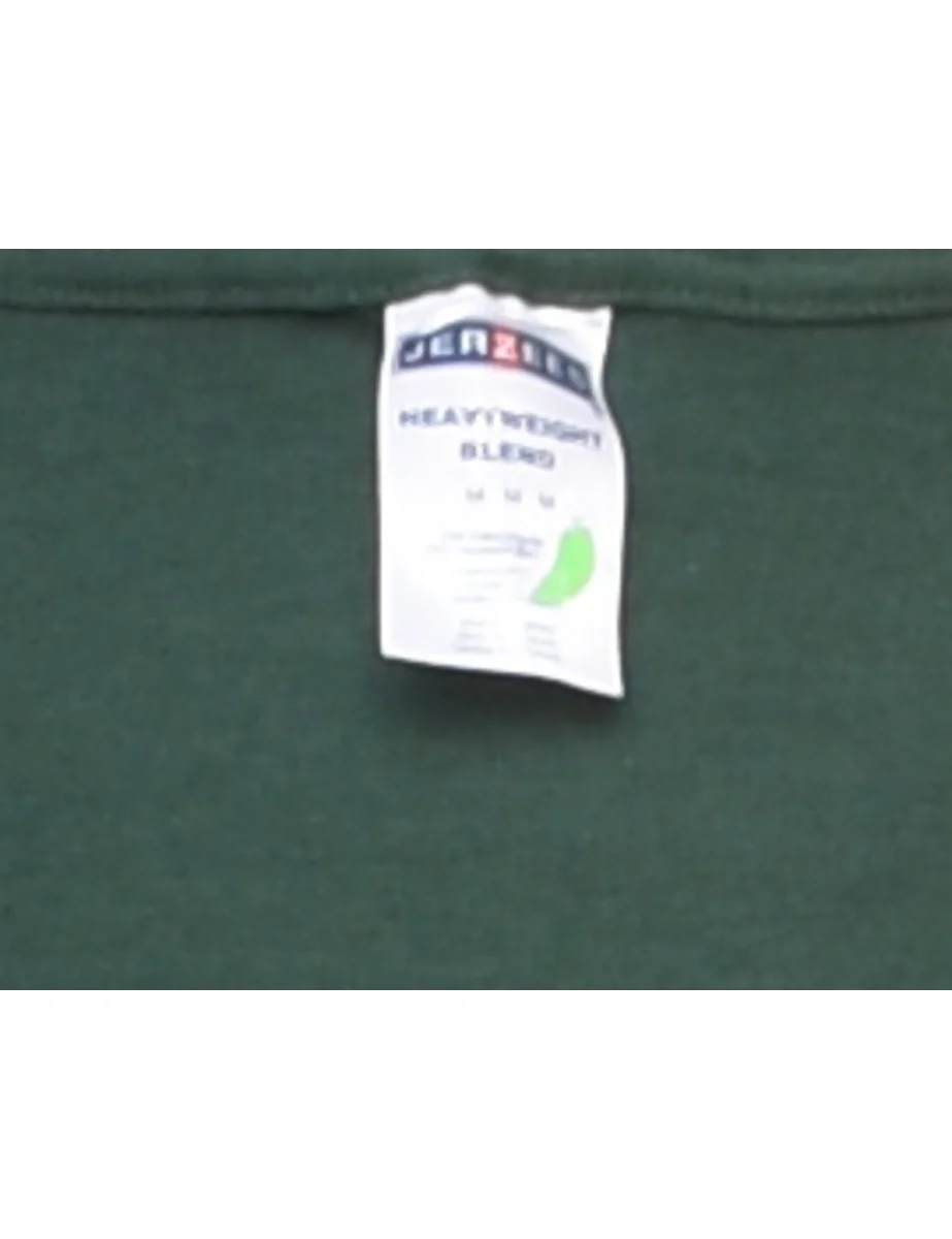 Vintage Dark Green Plain T-shirt - M - Image 4