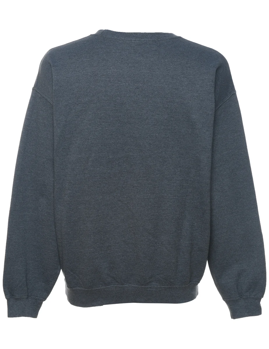 Vintage Dark Grey Plain Sweatshirt - L - Image 2
