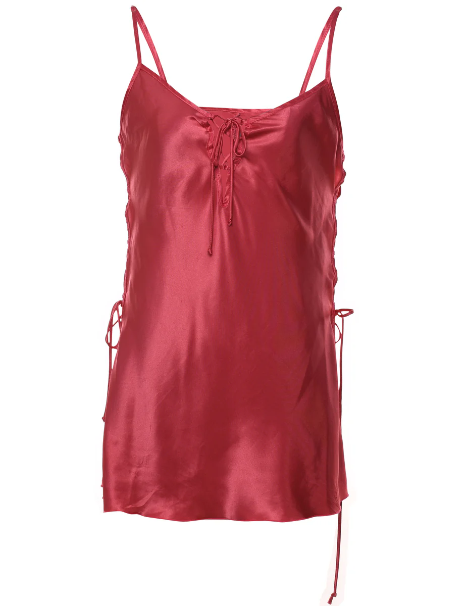 Vintage Dark Pink Lace-Up Detail Slip - L
