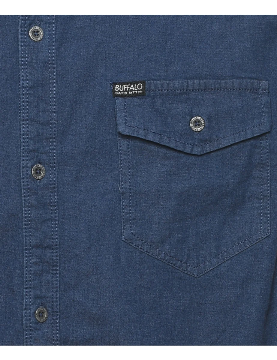 Vintage Dark Wash Denim Shirt - L - Image 3