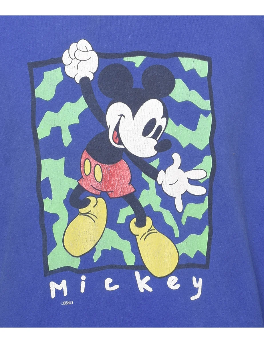 Vintage Disney Blue 1990s Mickey Mouse Cartoon Sweatshirt - XL - Image 3