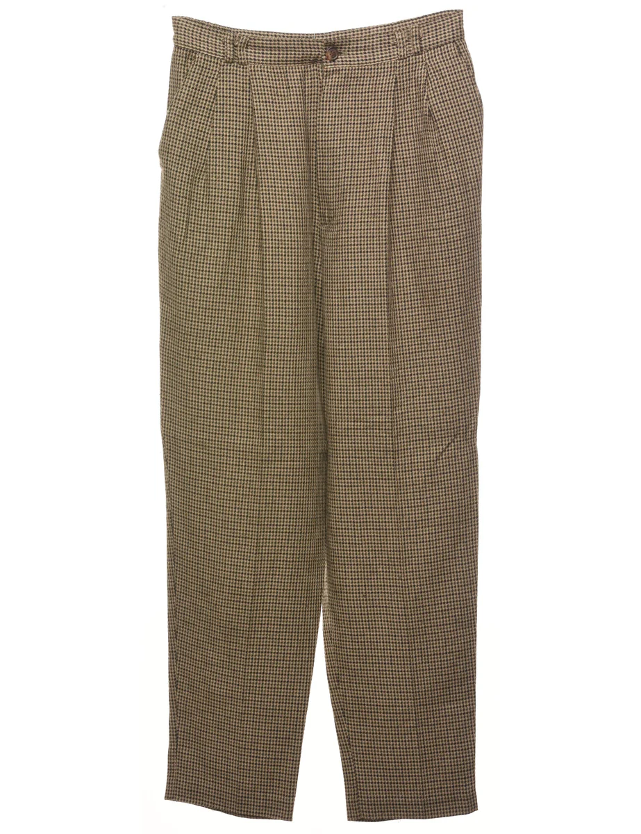 Vintage Dogtooth Pleated Trousers - W26 L26