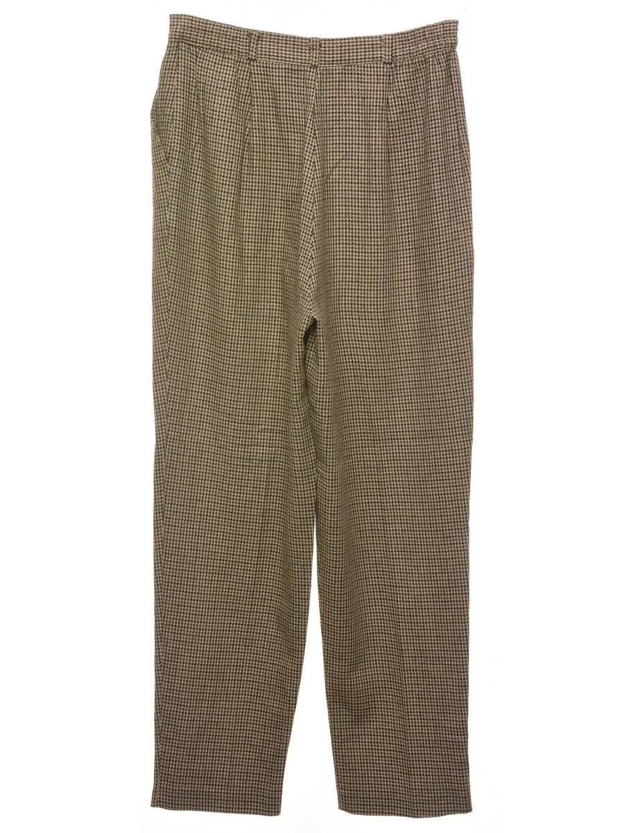 Vintage Dogtooth Pleated Trousers - W26 L26 - Image 2