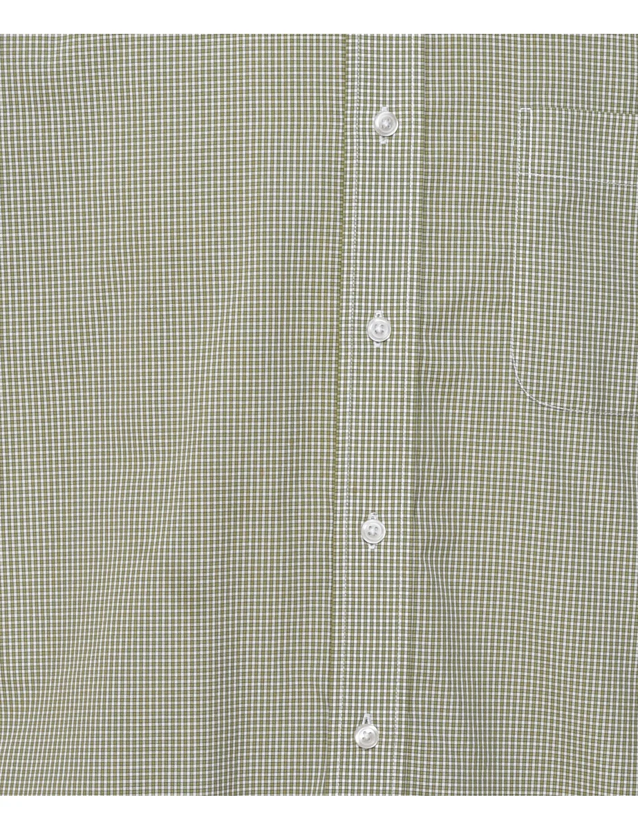 Vintage Eddie Bauer Olive Green Classic Checked Shirt - L - Image 3