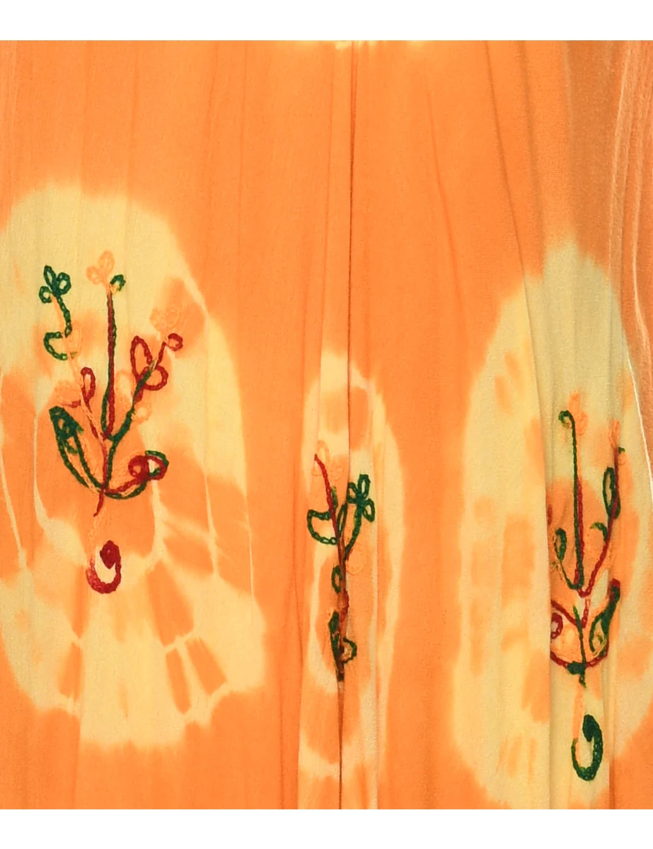 Vintage Embroidered Tie-dye Effect Dress - XL - Image 3