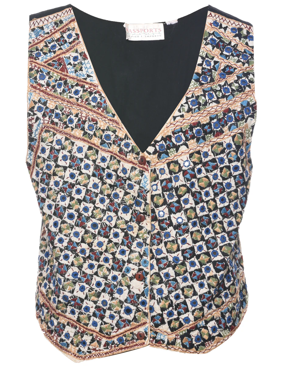 Vintage Embroidered Waistcoat - L