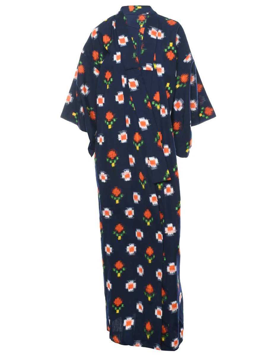 Vintage Ethnic Print Full Length Kimono - L